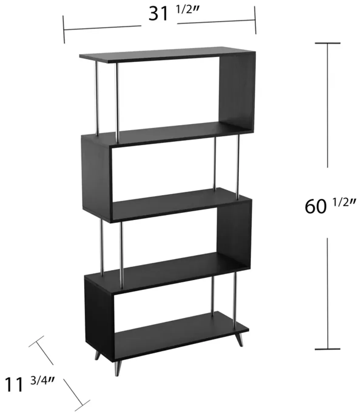 SEI Furniture Beckerman Asymmetrical Etagere - Black