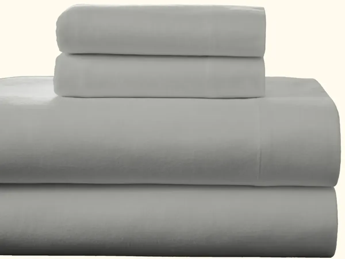 Pointehaven Superior Weight 175 GSM 100% Cotton White Solid Flannel Deep Pocket 3 pc Sheet Set, Twin