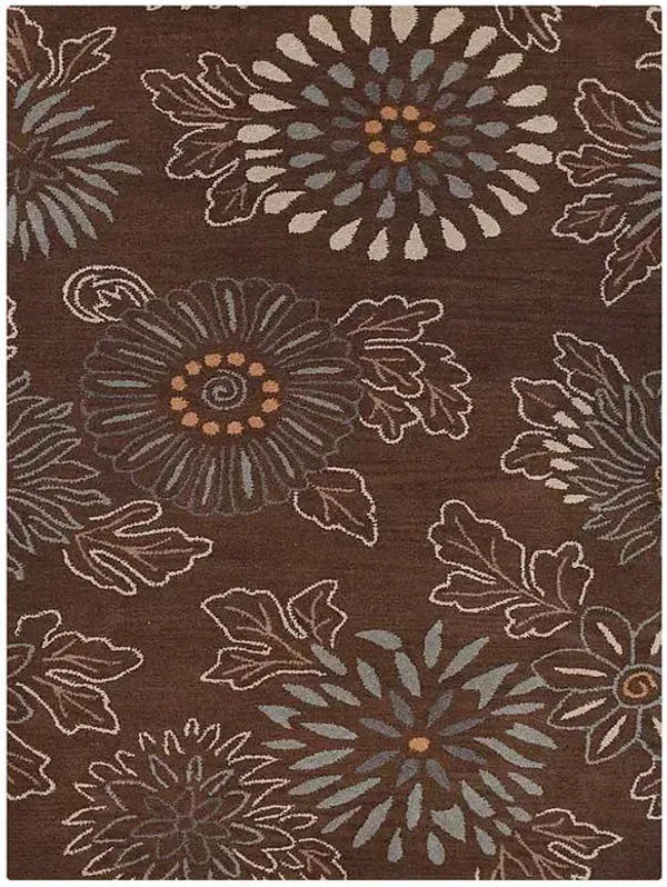 RUGSOTIC CARPETS HAND TUFTED WOOL ECO-FRIENDLY AREA RUGS  - 8'x11', Rectangle Shape, Brown, Floral Modern Design, High Pile Thick Handmade Anti Skid Area Rugs for Living Room, Bed Room (K00730)