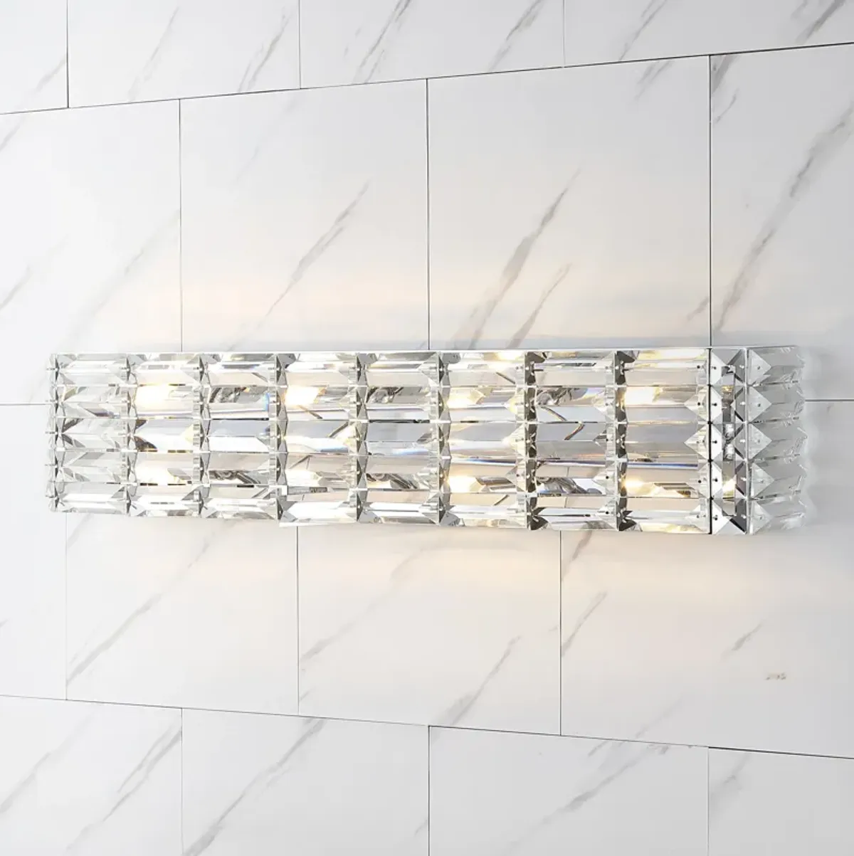 Evelyn Crystal Rectangle Ironcrystal Glam Modern LED Vanity Light