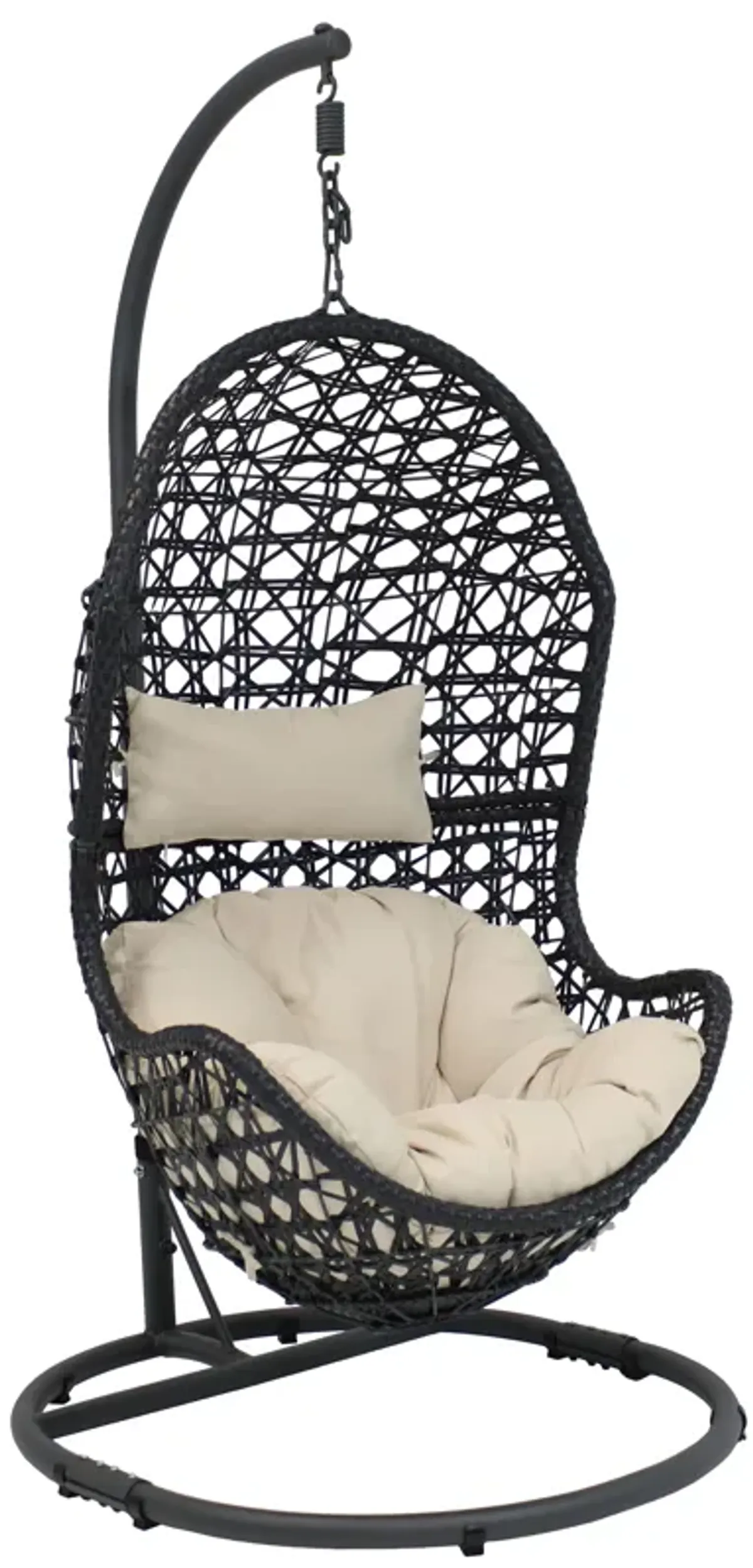 Sunnydaze Resin Wicker Basket Egg Chair with Steel Stand/Cushions