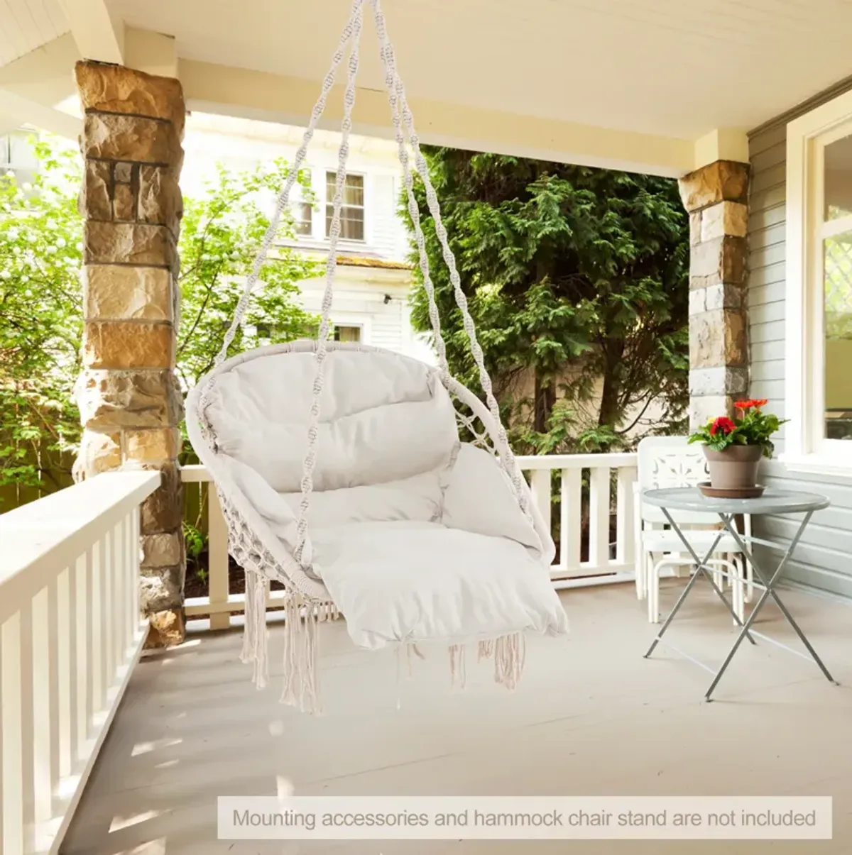 Hammock Chair with Thick Cushion & Macrame Holds up to 330 LBS