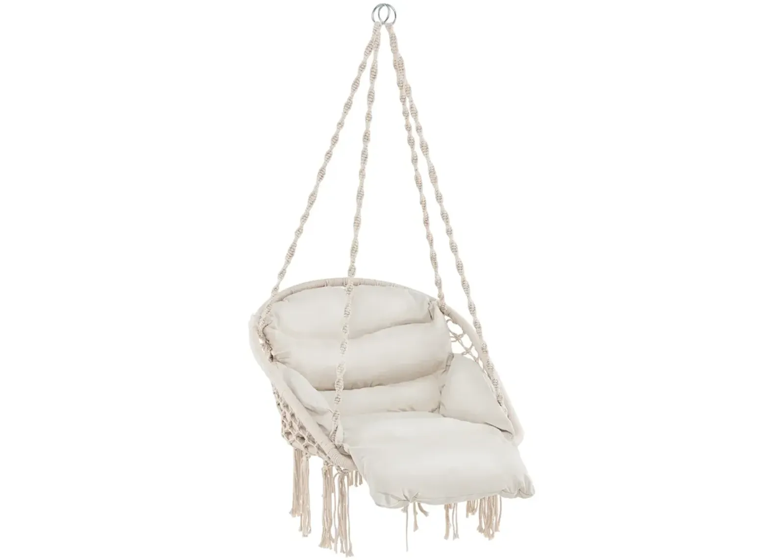 Hammock Chair with Thick Cushion & Macrame Holds up to 330 LBS