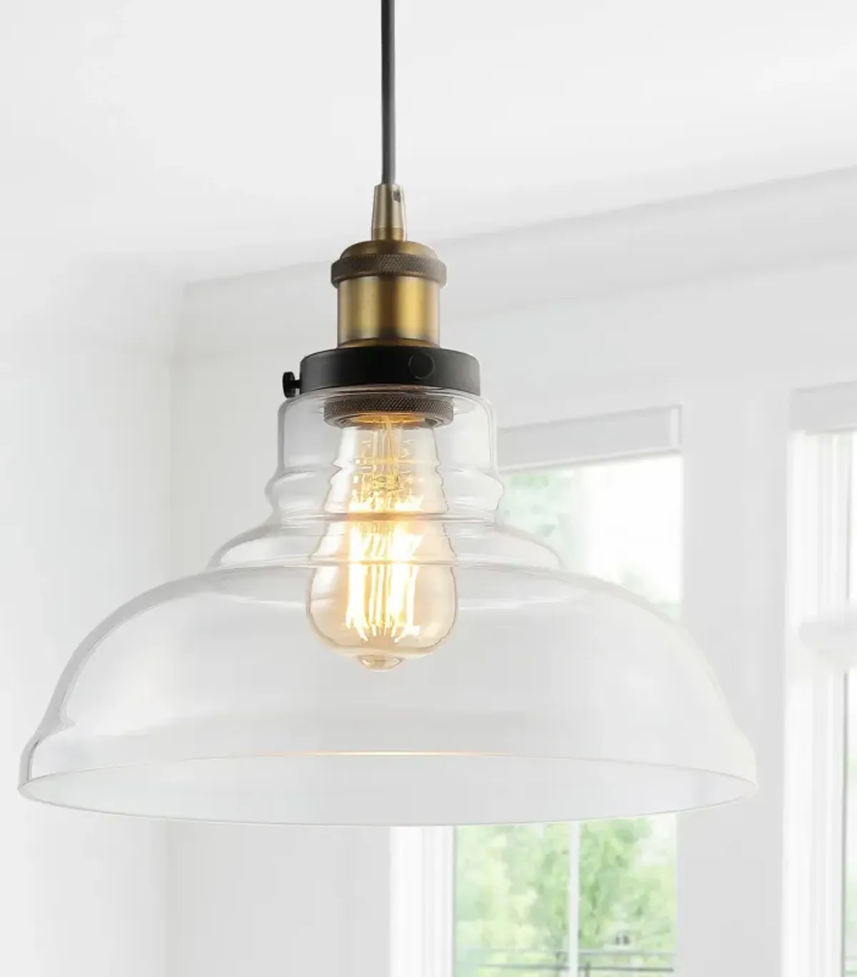 Litchfield Farmhouse Metal/Glass LED Pendant