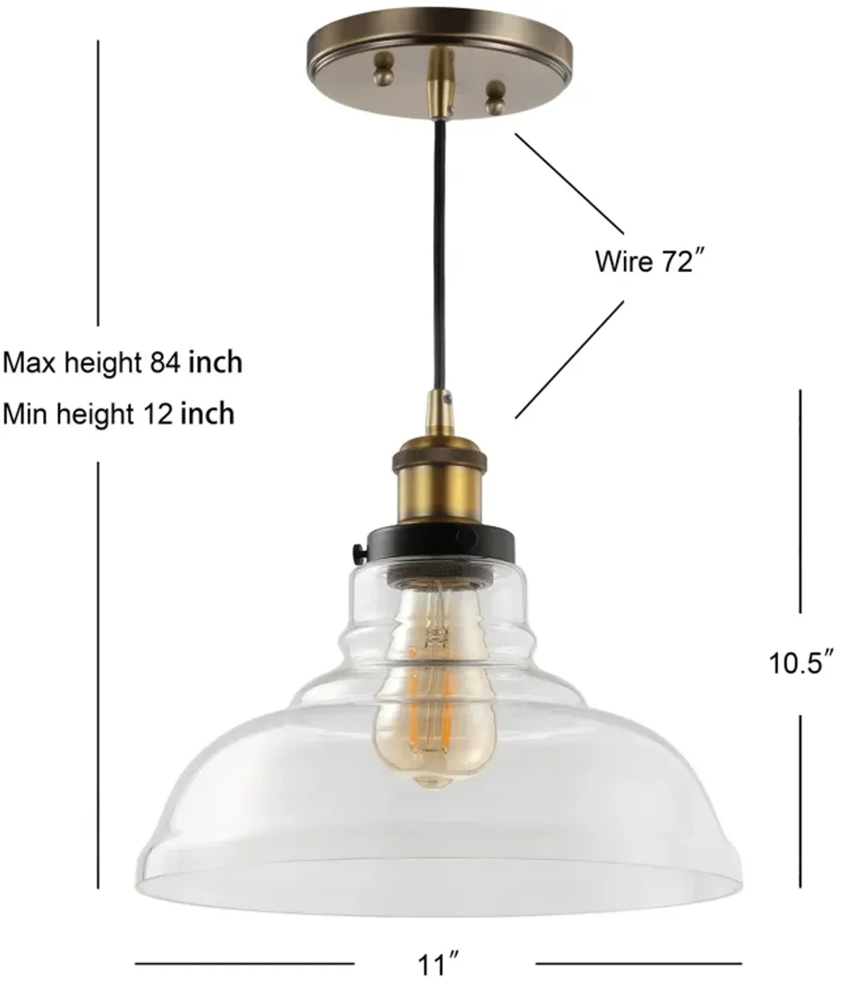 Litchfield Farmhouse Metal/Glass LED Pendant