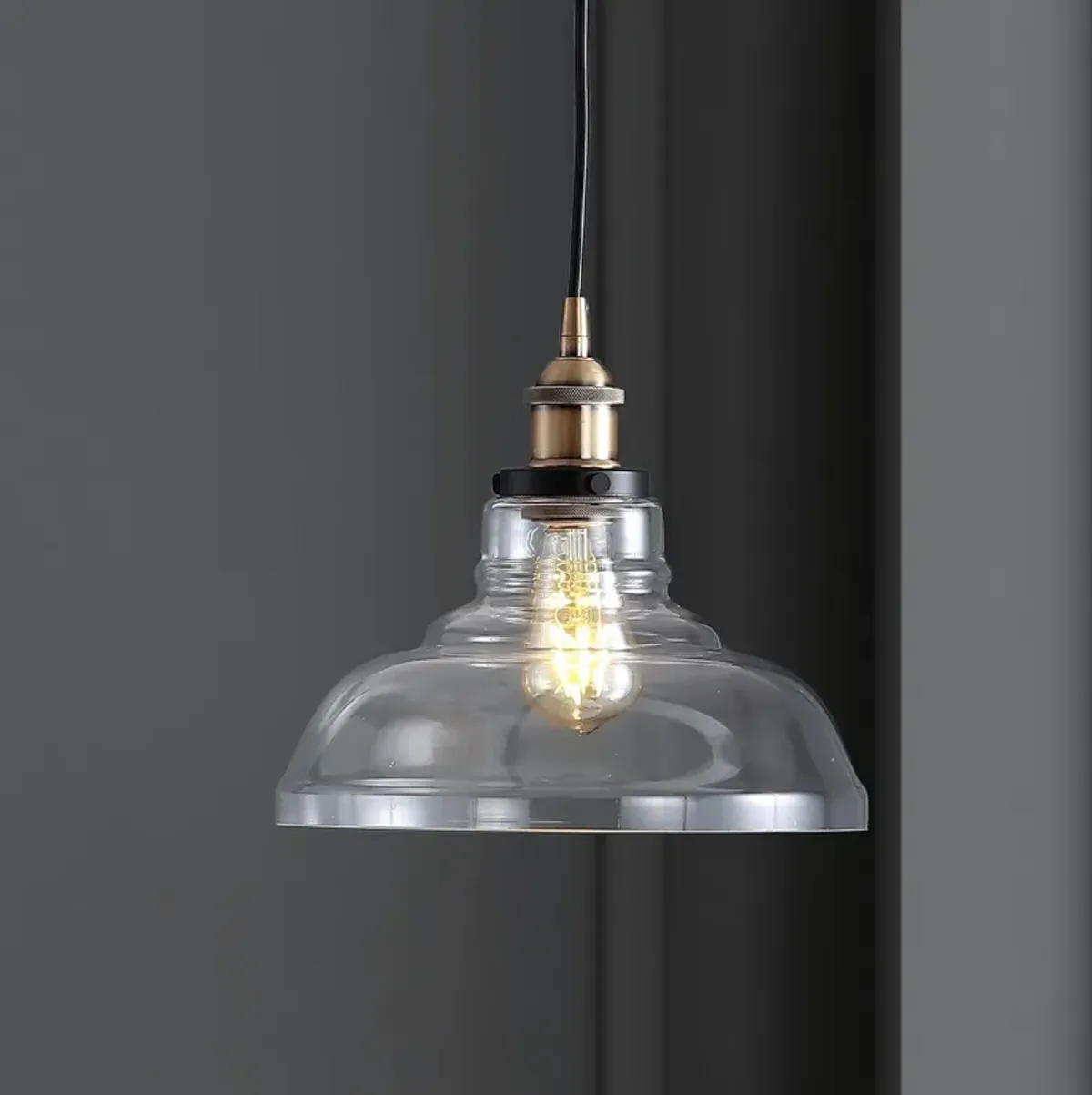 Litchfield Farmhouse Metal/Glass LED Pendant