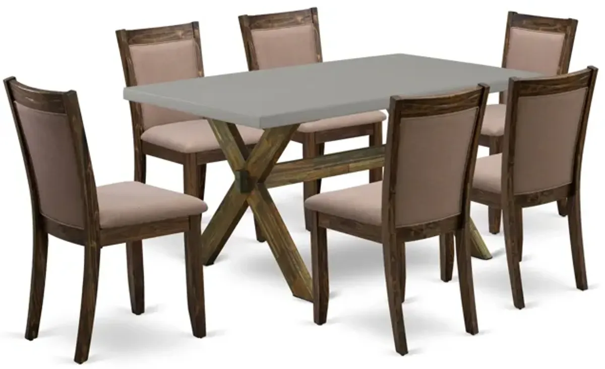 East West Furniture X796MZ748-7 7Pc Dining Set - Rectangular Table and 6 Parson Chairs - Multi-Color Color