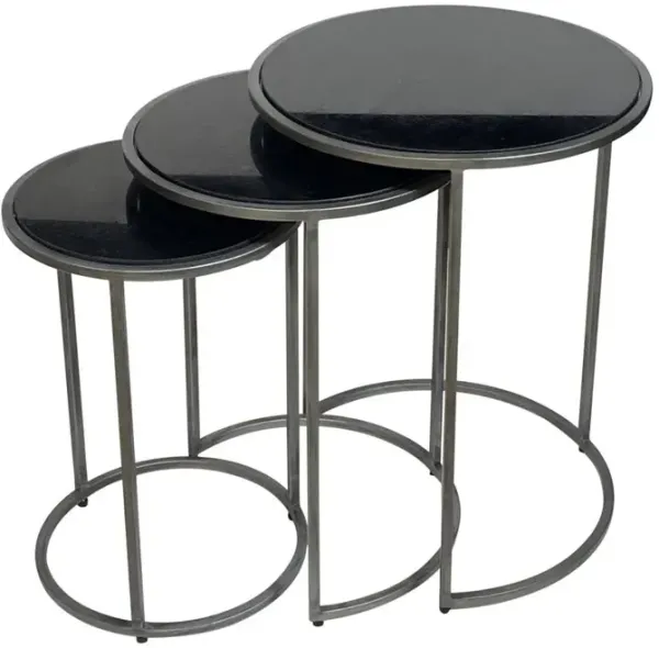 Carolina Living Serena Nesting Tables - Black Marble - Industrial