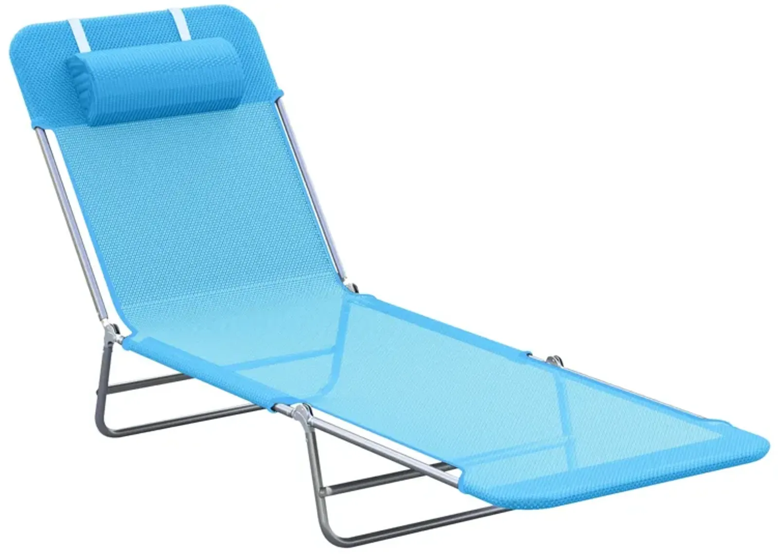 Breathable Beach Chair: Blue Portable Folding Sun Seat with Adjustable Back