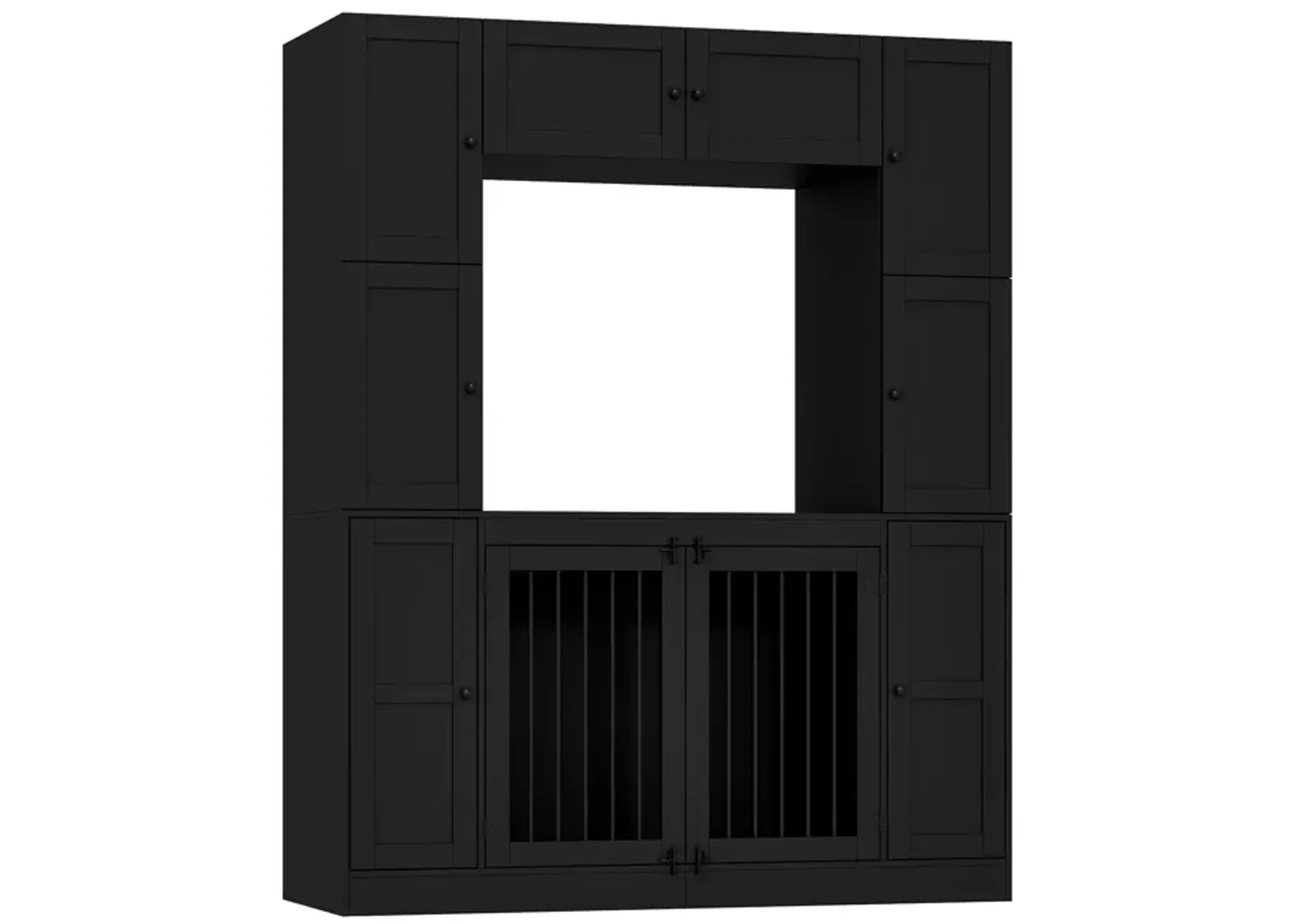 Dog House Storage Cabinet Bookshelf Furniture Style, Indoor Wood Dog Crate Bookcase with 7 Large Shelves, Black