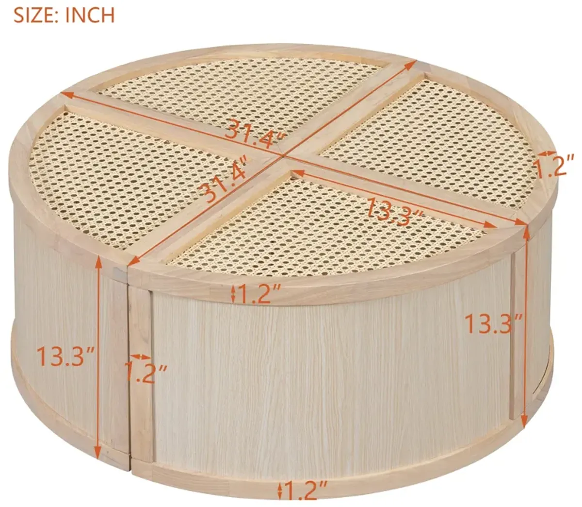 Merax Modular Rattan Wood Coffee Table