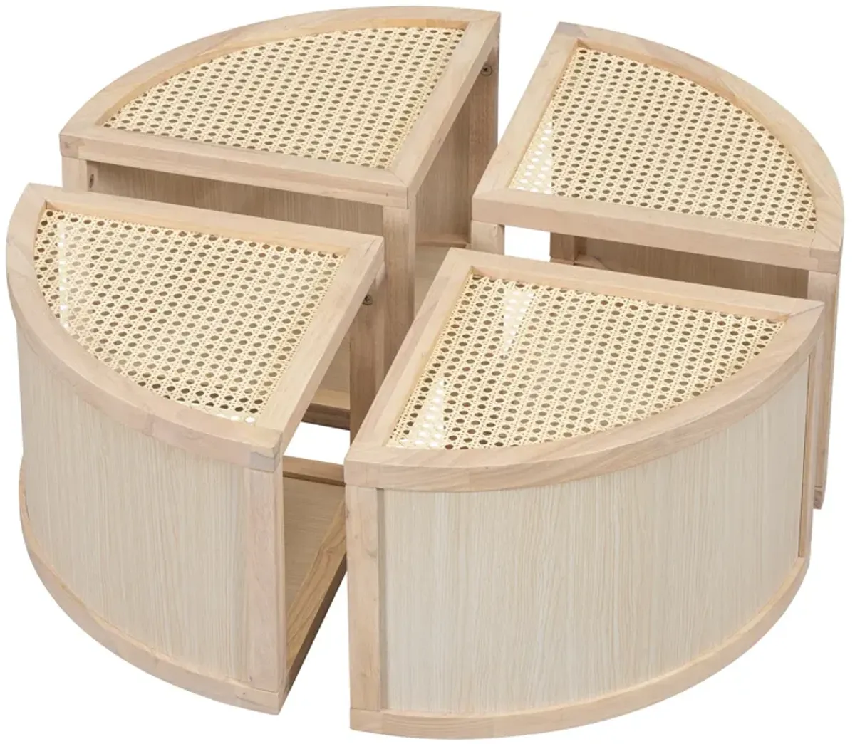 Merax Modular Rattan Wood Coffee Table