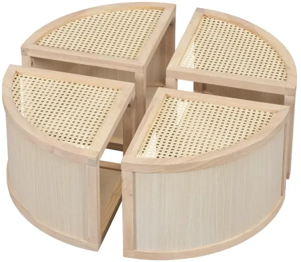 Merax Modular Rattan Wood Coffee Table