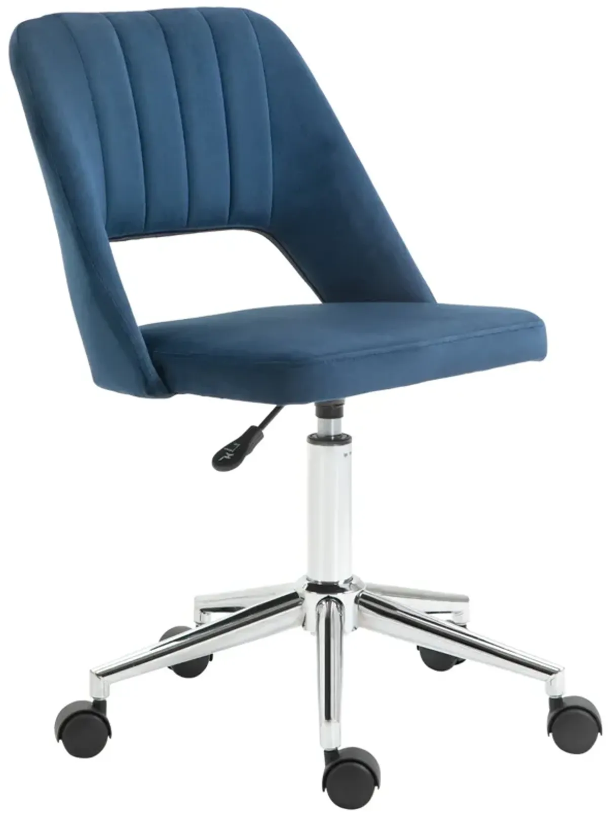 Blue Velvet Office Chair: Executive Mid Back with Thick Padding