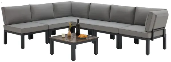 Mondawe 7-Piece Metal Patio Sectional Conversation Set Outdoor Patio Furniture Set Metal Patio Sectional Sofa Set
