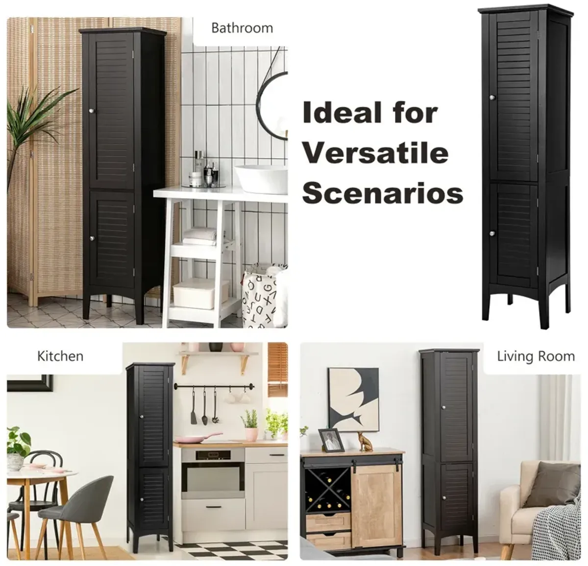 Freestanding Bathroom Storage Cabinet for Kitchen and Living Room