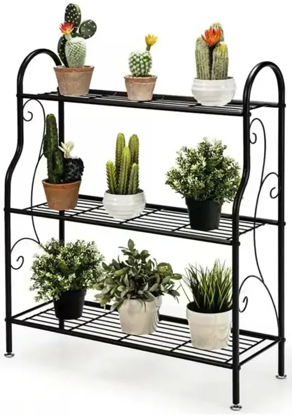 3-Tier Metal Shelving Rack – Indoor/Outdoor Plant Stand