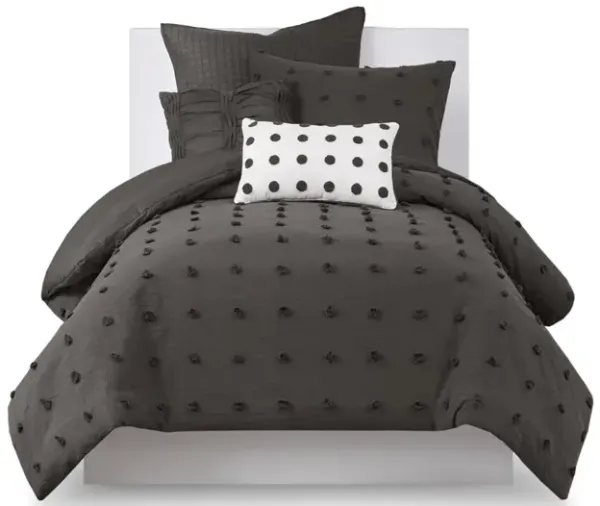 Gracie Mills Grady Elegance Defined Cotton Jacquard Comforter Set with Euro Shams and Throw Pillows