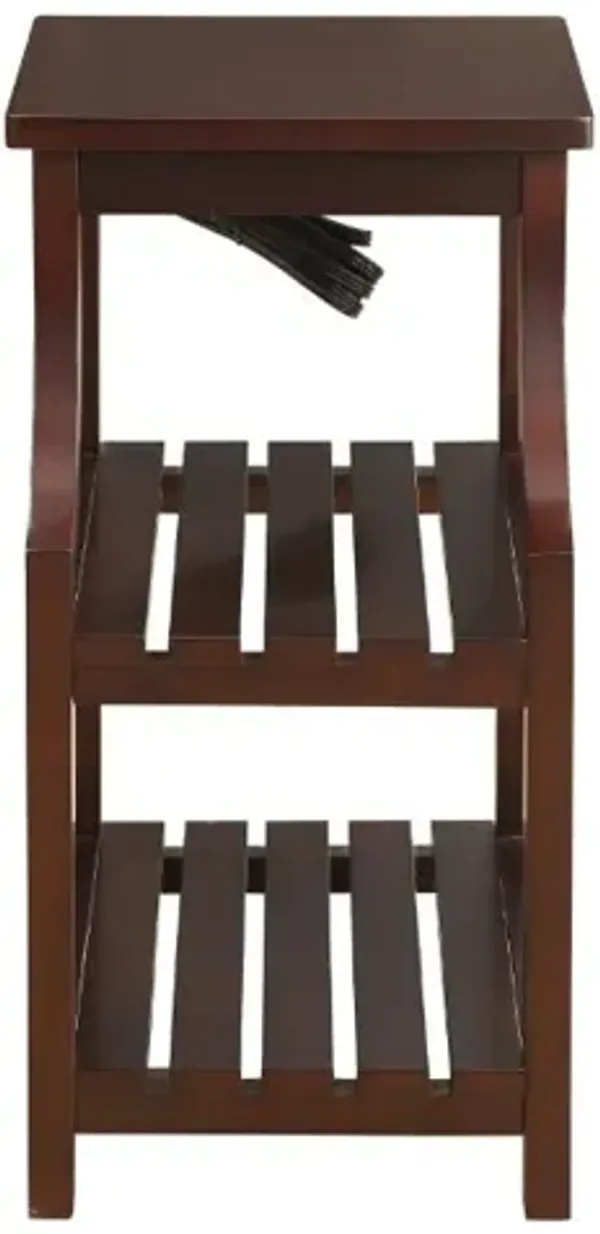 Hivvago Espresso Wooden Usb Port Storage End Table