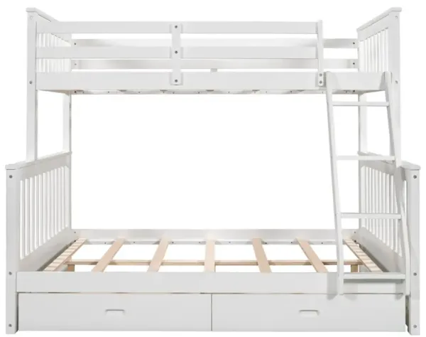 Twin-Over-Full Bunk Bed with Ladders and Two Storage Drawers (Espresso)