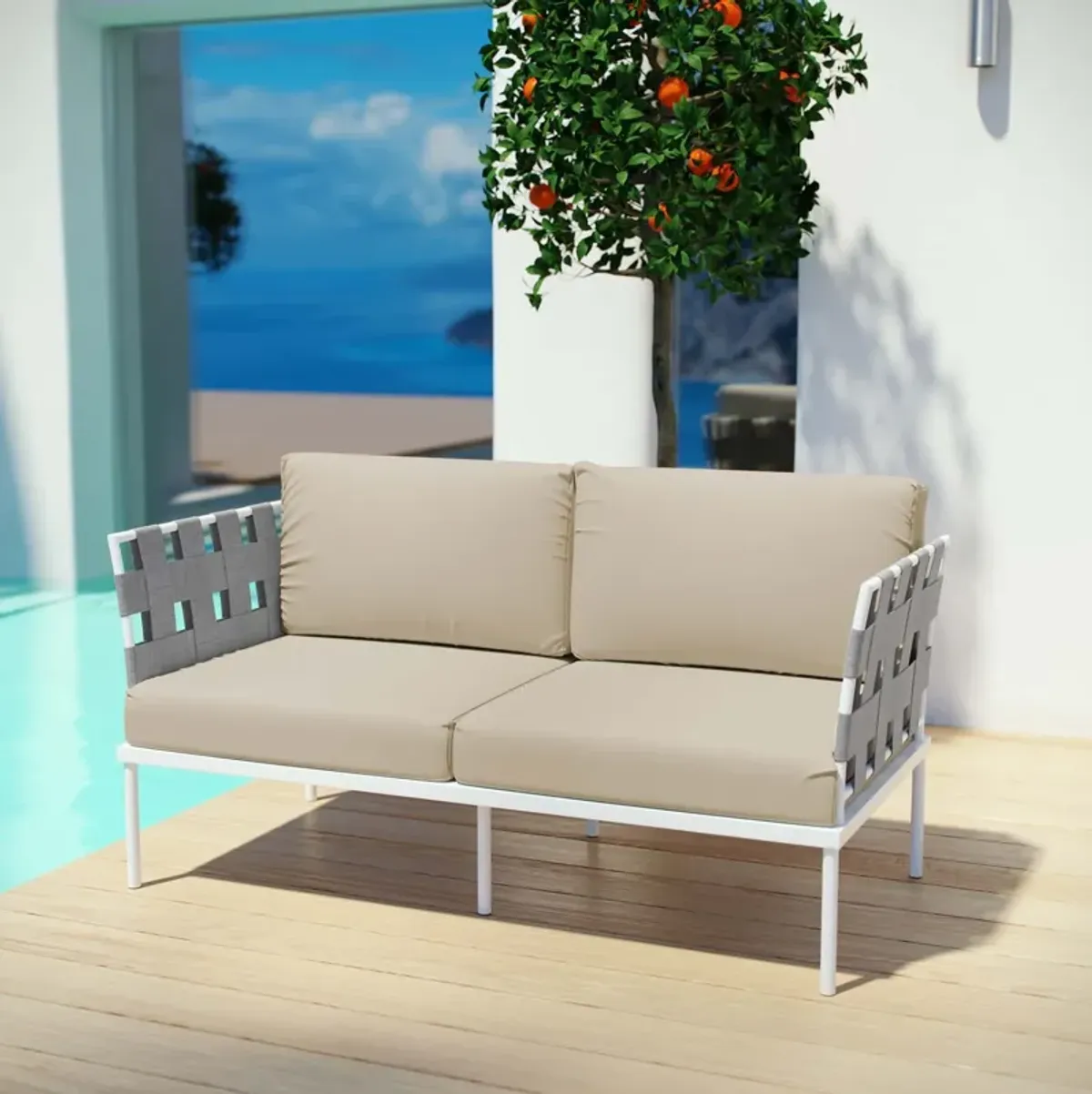 Modway - Harmony Outdoor Patio Aluminum Loveseat