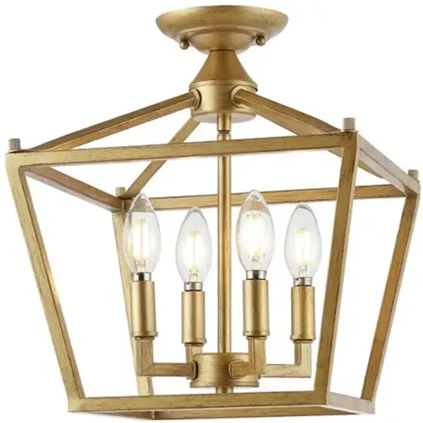 Plains 4-Light Iron Modern Farmhouse Pagoda LED Semi Flush Mount Lantern