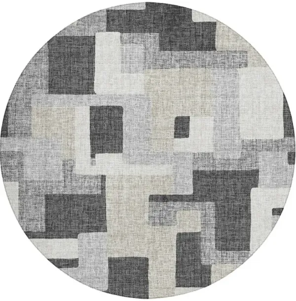 Portico PO3 Gray 8' Round Rug