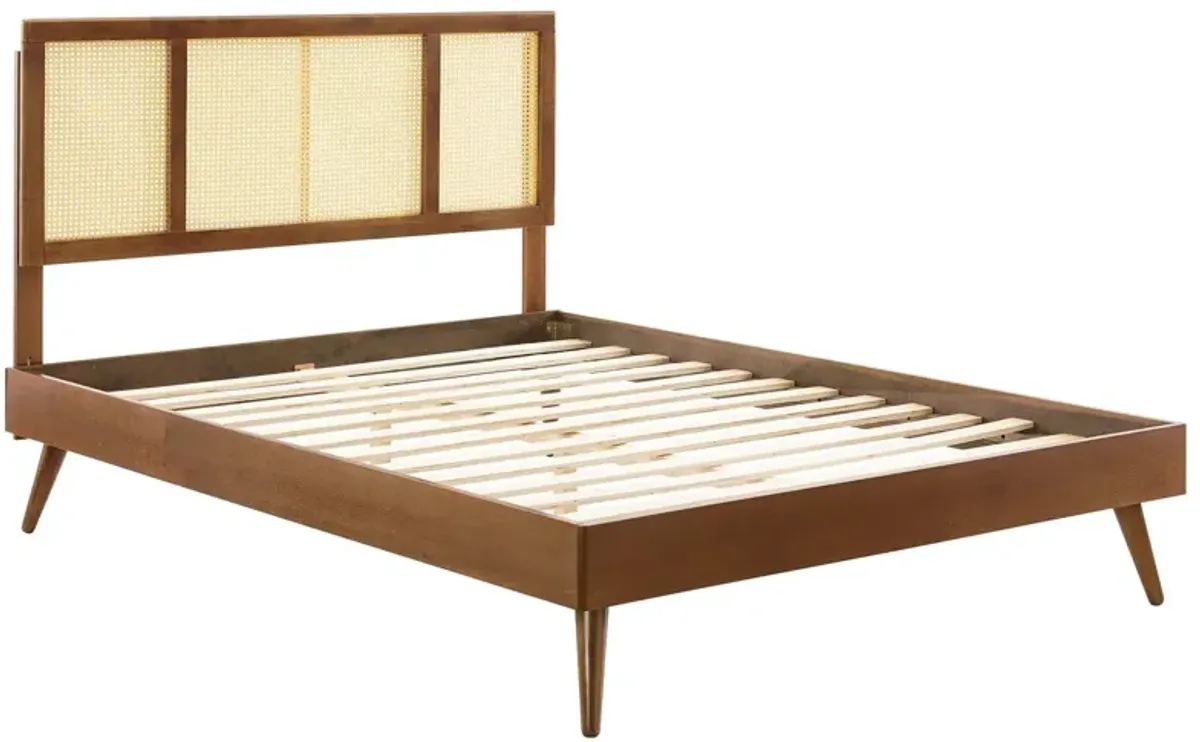 Modway - Kelsea Cane and Wood King Platform Bed with Splayed Legs