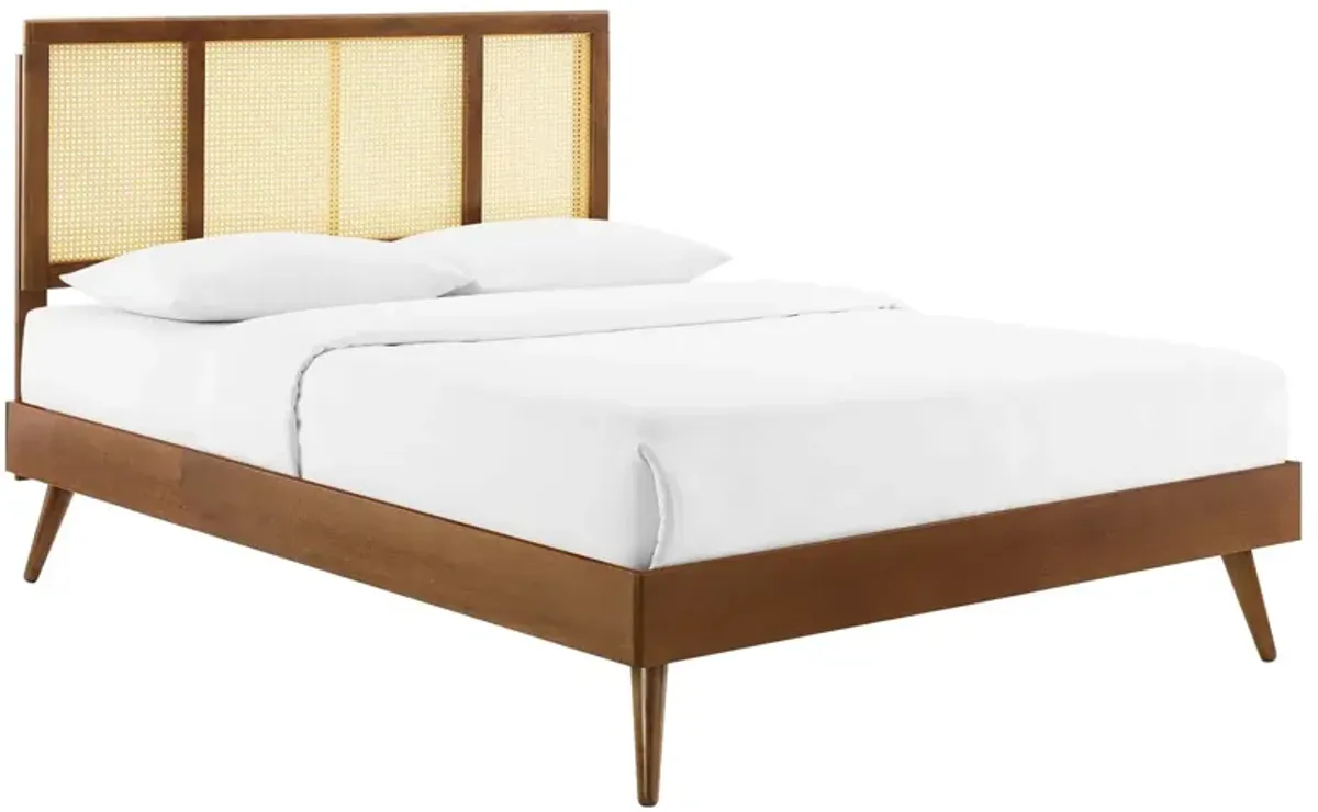 Modway - Kelsea Cane and Wood King Platform Bed with Splayed Legs