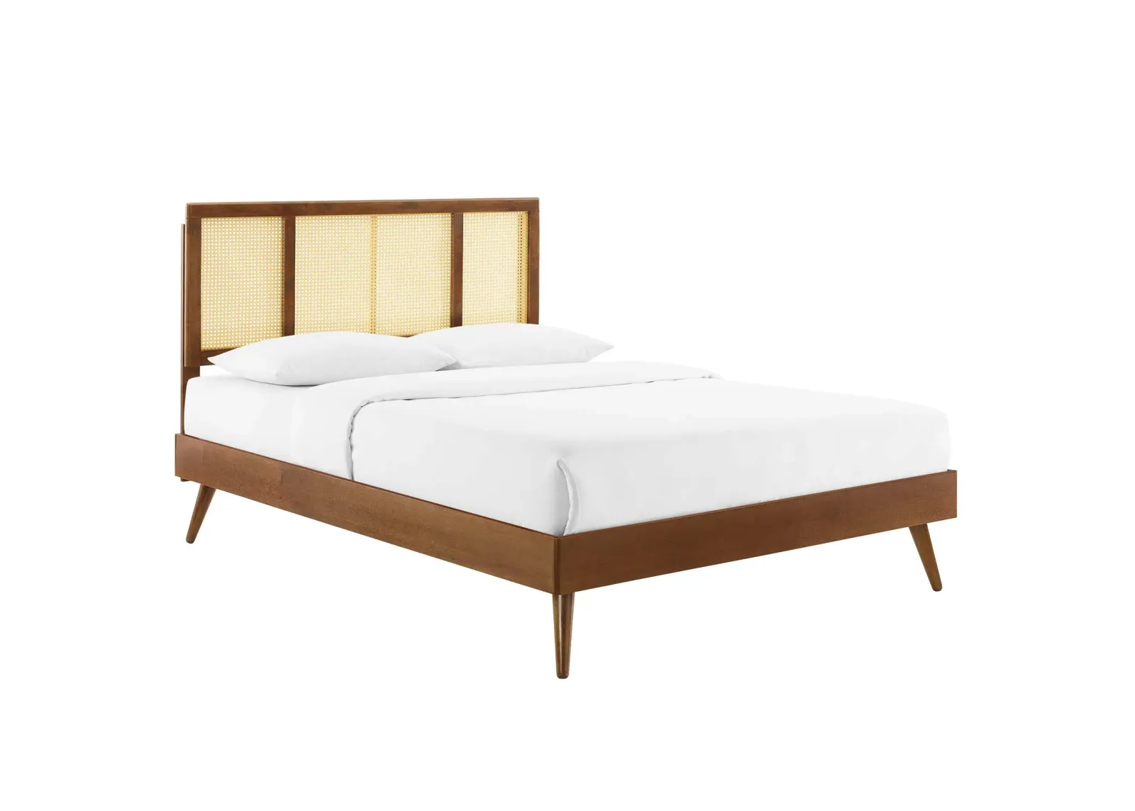 Modway - Kelsea Cane and Wood King Platform Bed with Splayed Legs