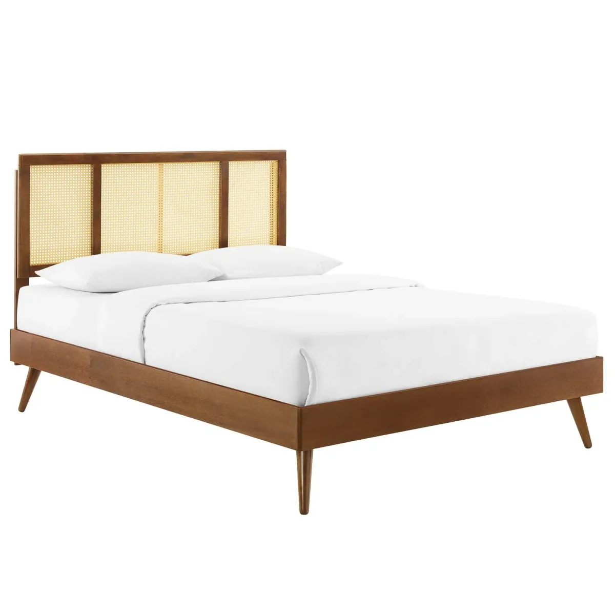 Modway - Kelsea Cane and Wood King Platform Bed with Splayed Legs