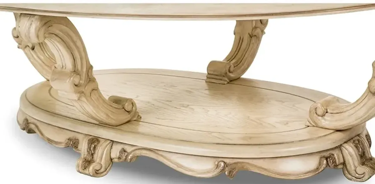 Michael Amini Platine de Royale Oval Cocktail Table - Champagne