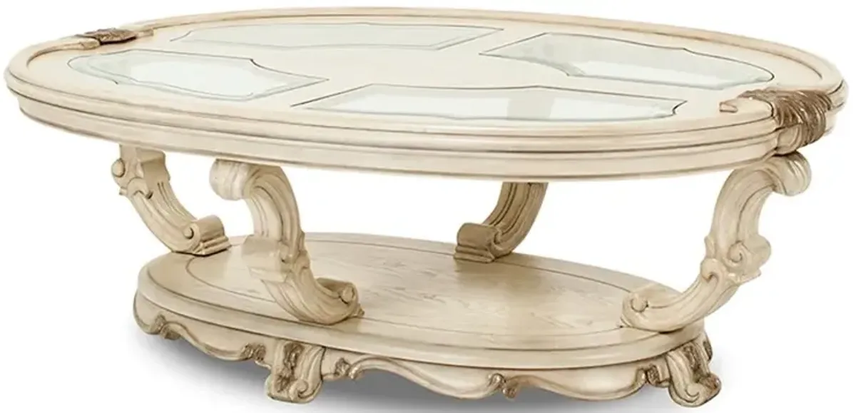 Michael Amini Platine de Royale Oval Cocktail Table - Champagne