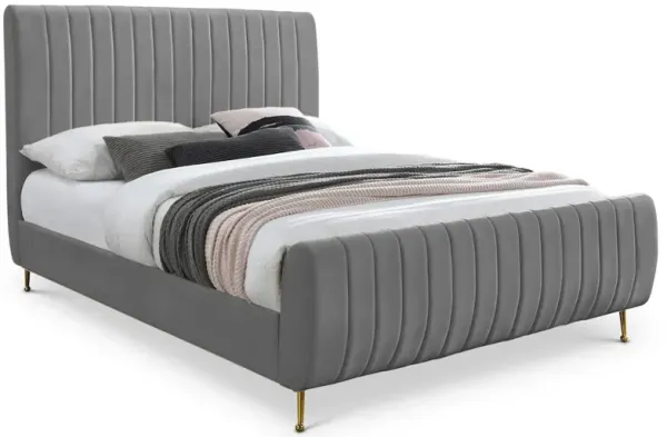 Meridian Furniture Zara Grey Velvet King Bed