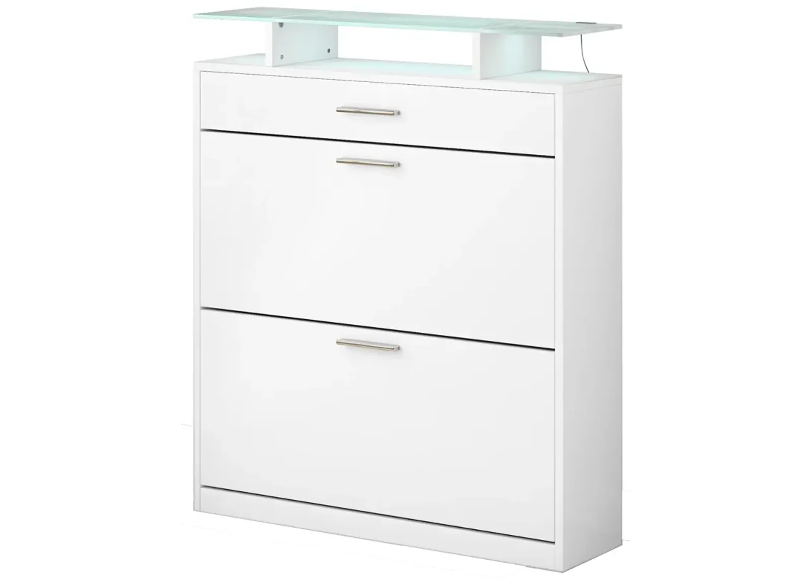 Merax Tempered Glass Top Shoe Storage Cabinet with Drawer