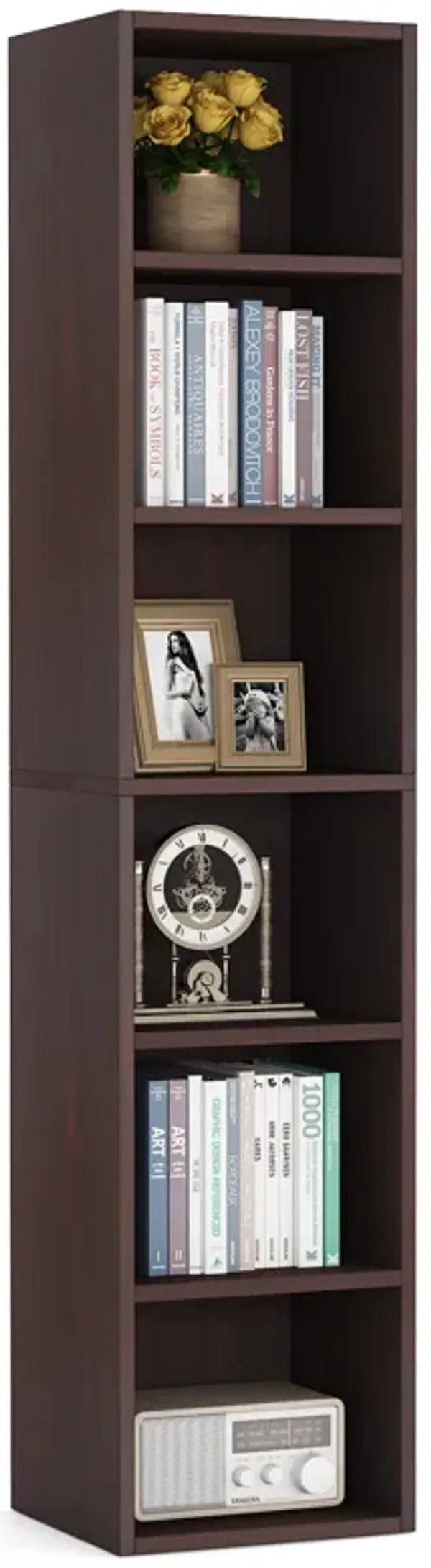 70.9 Inch Tall Narrow Bookcase, Rustic Corner Bookcase with Storage, 6 Tier Cube Display Shelves for Home Office