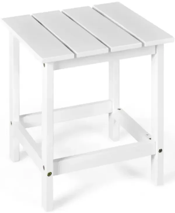 15 Inch Patio Square Wooden Slat End Side Coffee Table for Garden