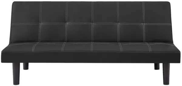 Black PU Modern Sofa Bed, Multiposition Adjustable Sofa Bed, Plastic Feet
