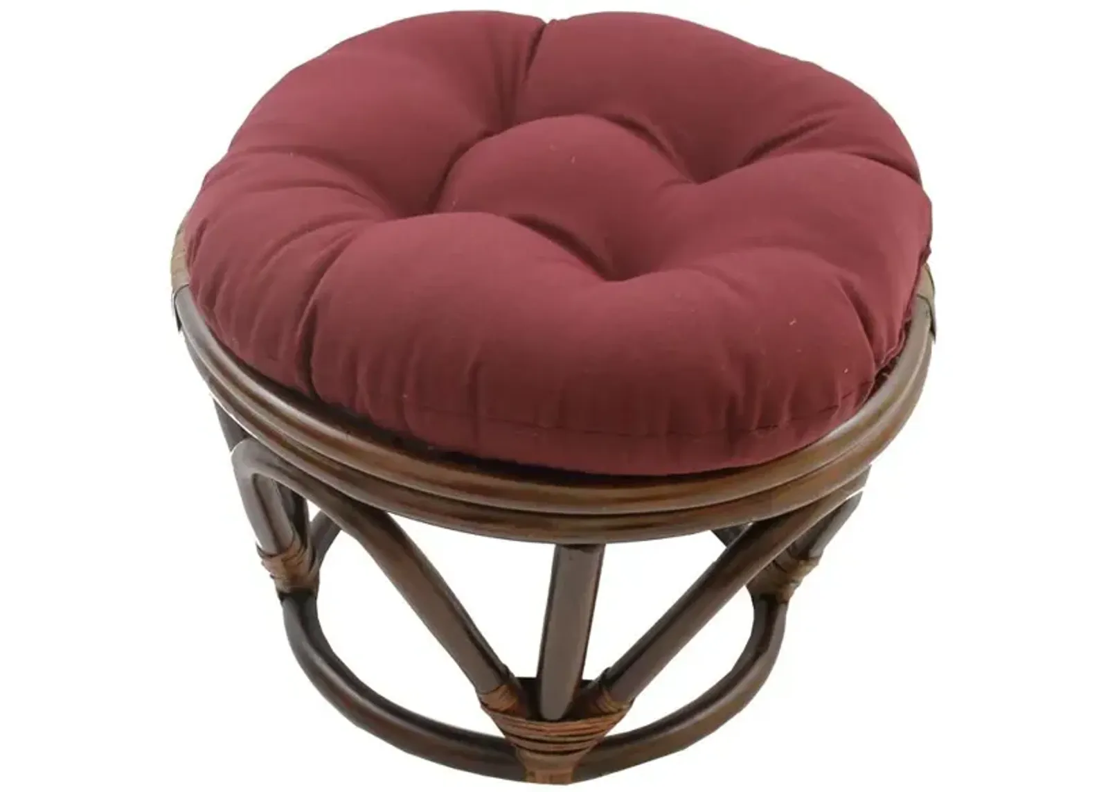 International Caravan Rattan Footstool with Twill Cushion