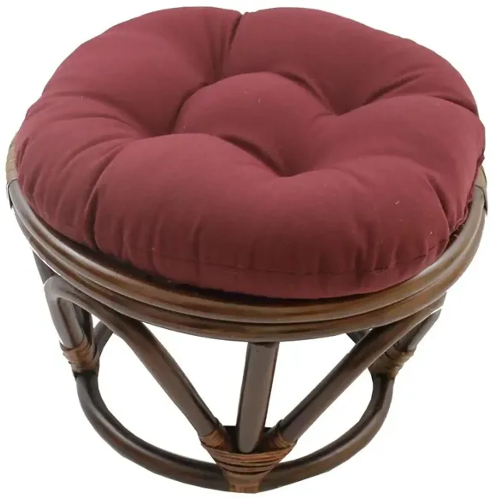 International Caravan Rattan Footstool with Twill Cushion