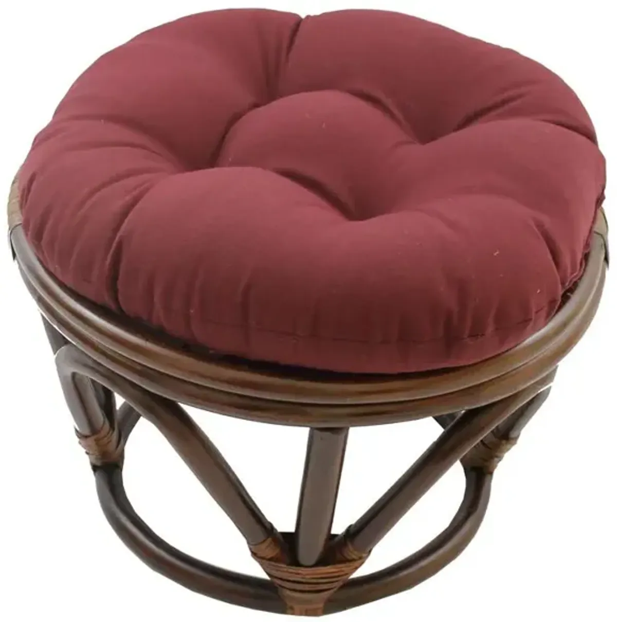 International Caravan Rattan Footstool with Twill Cushion