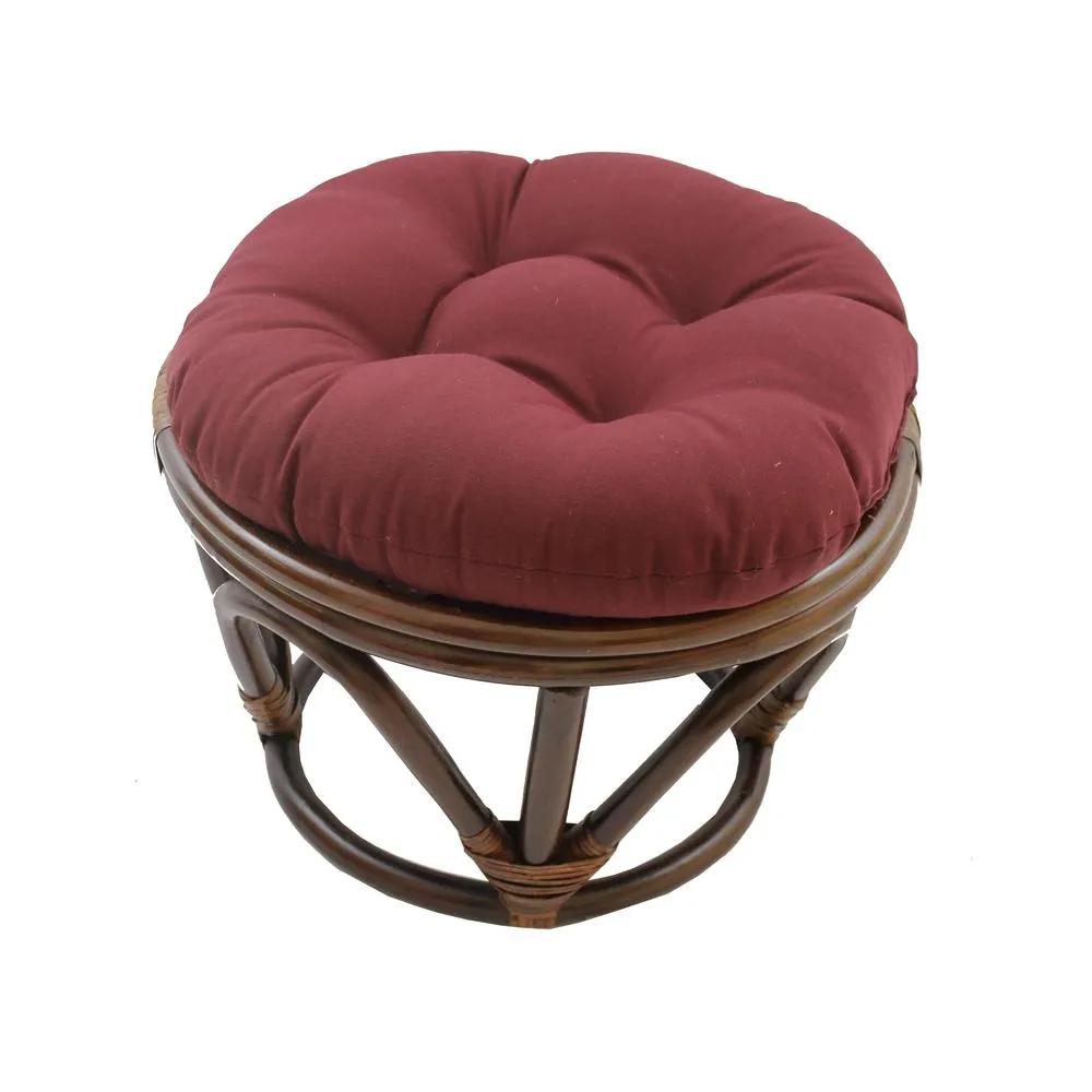 International Caravan Rattan Footstool with Twill Cushion