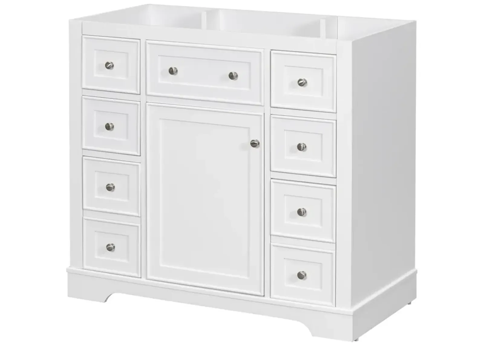 36" Bathroom Vanity Without Sink, Cabinet Base Only, One Cabinet And Six Drawers