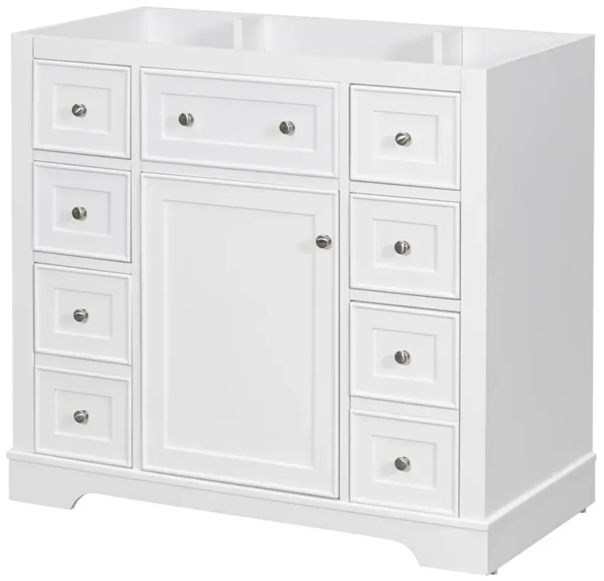 36" Bathroom Vanity Without Sink, Cabinet Base Only, One Cabinet And Six Drawers