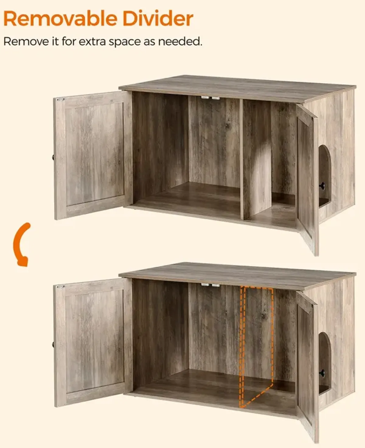 Cat Washroom Cabinet - Hidden Litter Box Enclosure with Wooden Doors