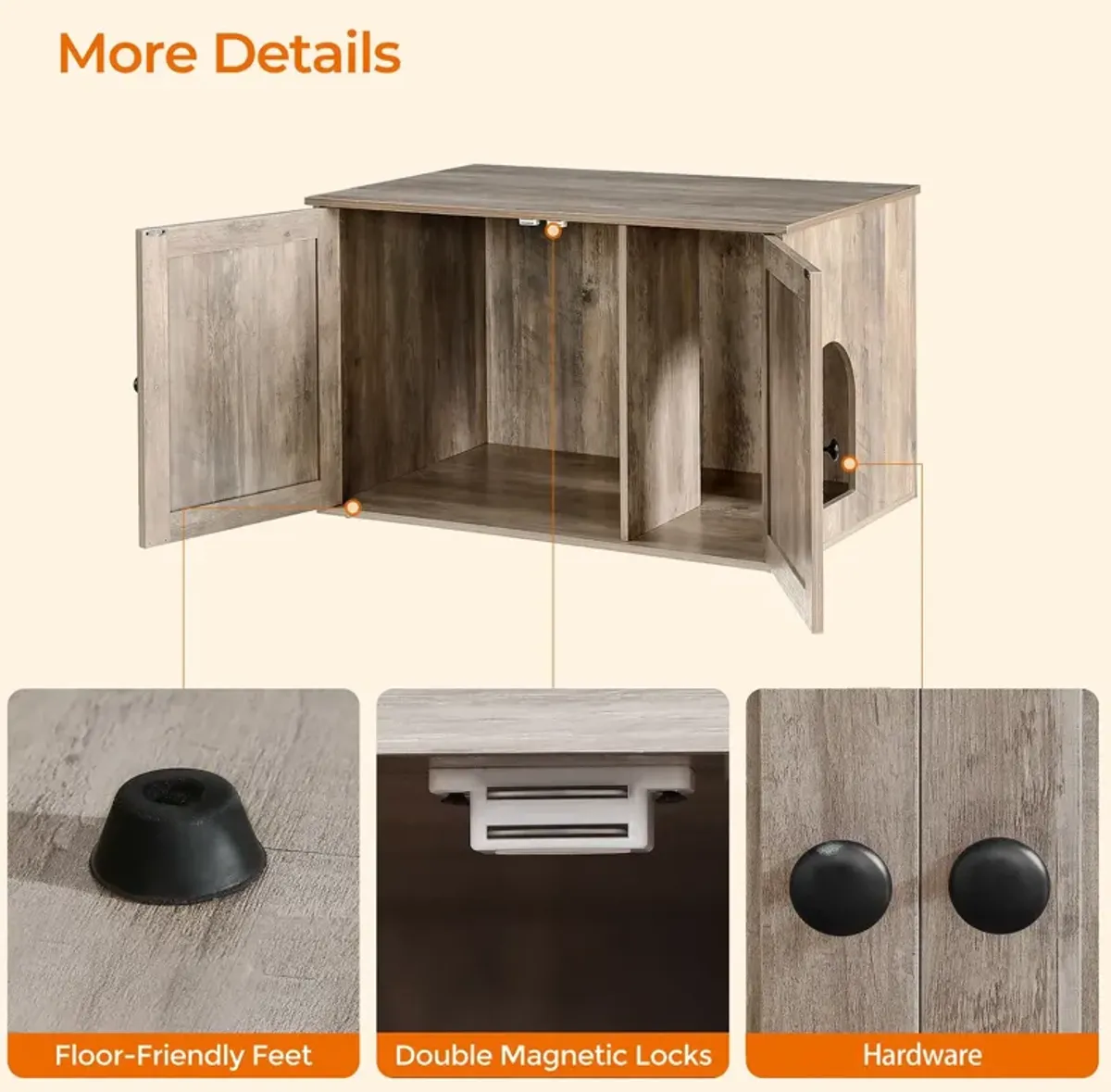 Cat Washroom Cabinet - Hidden Litter Box Enclosure with Wooden Doors