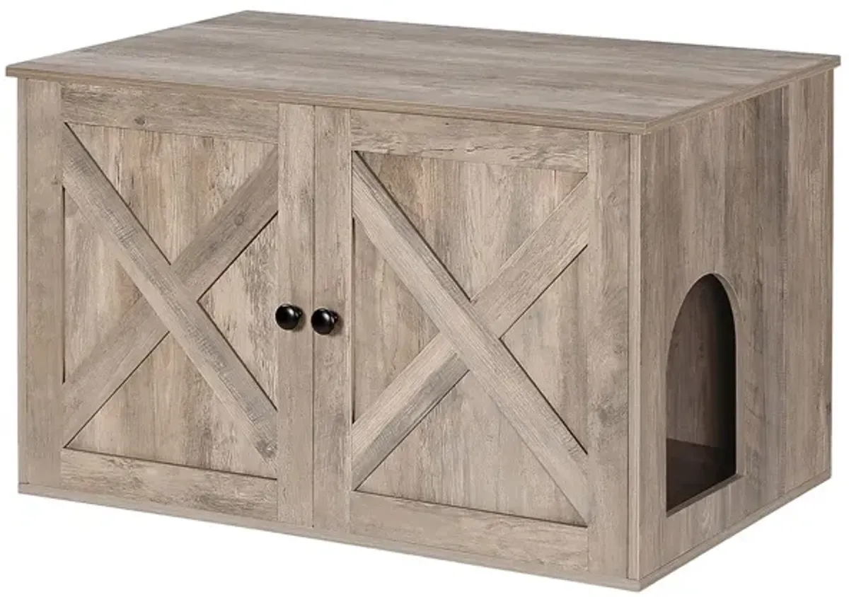 Cat Washroom Cabinet - Hidden Litter Box Enclosure with Wooden Doors