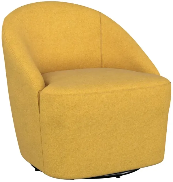 Lenie Barrel Accent Swivel Chair, Modern Minimal Shape, Mustard Yellow