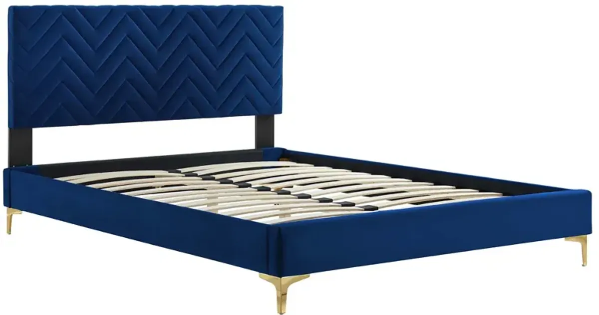 Modway - Leah Chevron Tufted Performance Velvet Twin Platform Bed