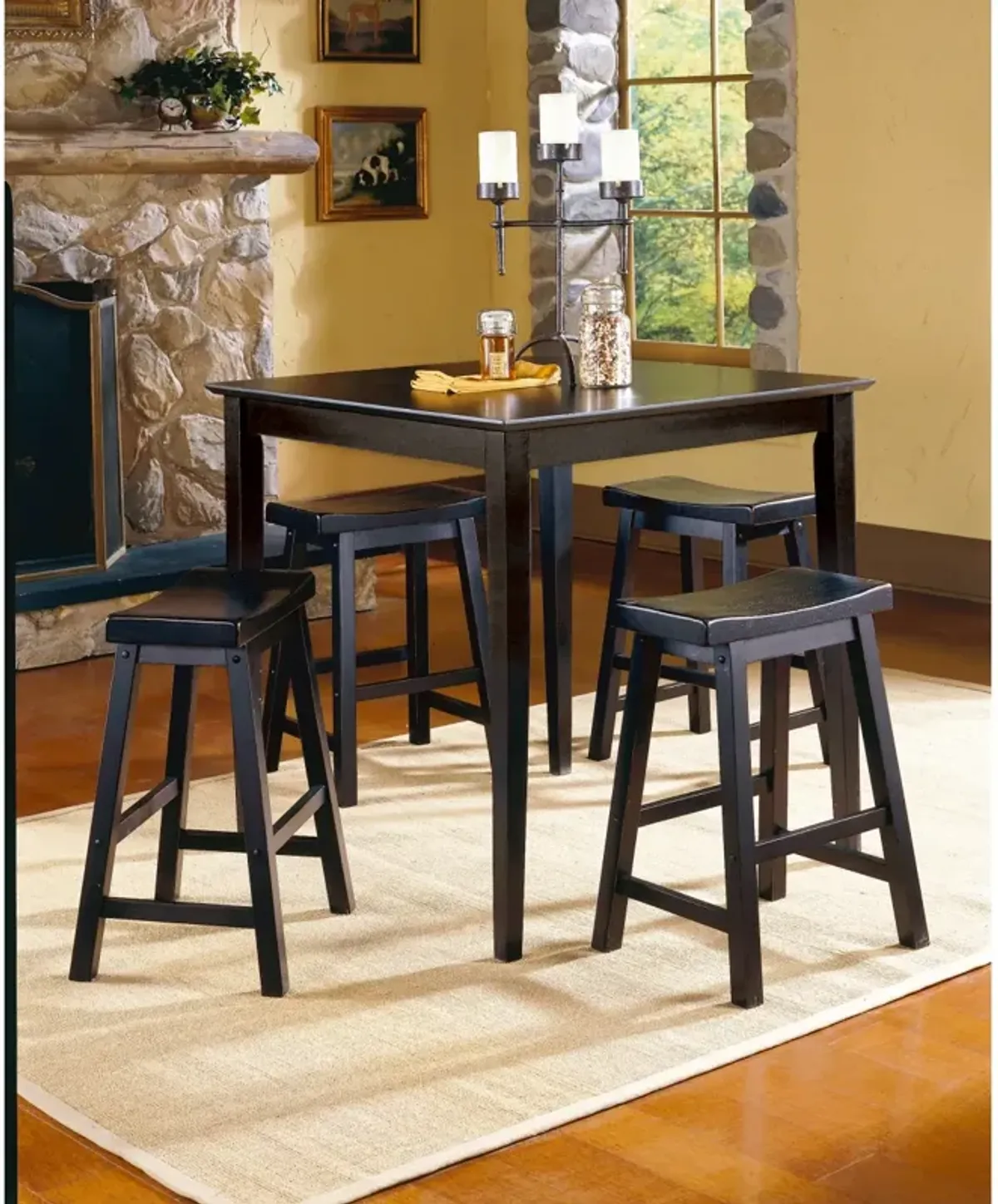 Finish 29-Inch Bar Height Stools Set Of 2 Piece Saddle Seat Solid Wood Casual Dining Home Furniture